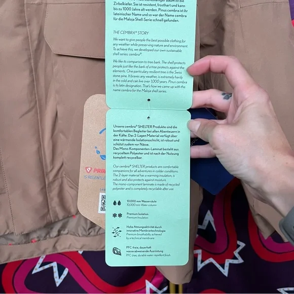 NWT Maloja SelunM. Alpine Insulated Jacket Clay Embroidered Cembra Shelter 38102 - Picture 8 of 12